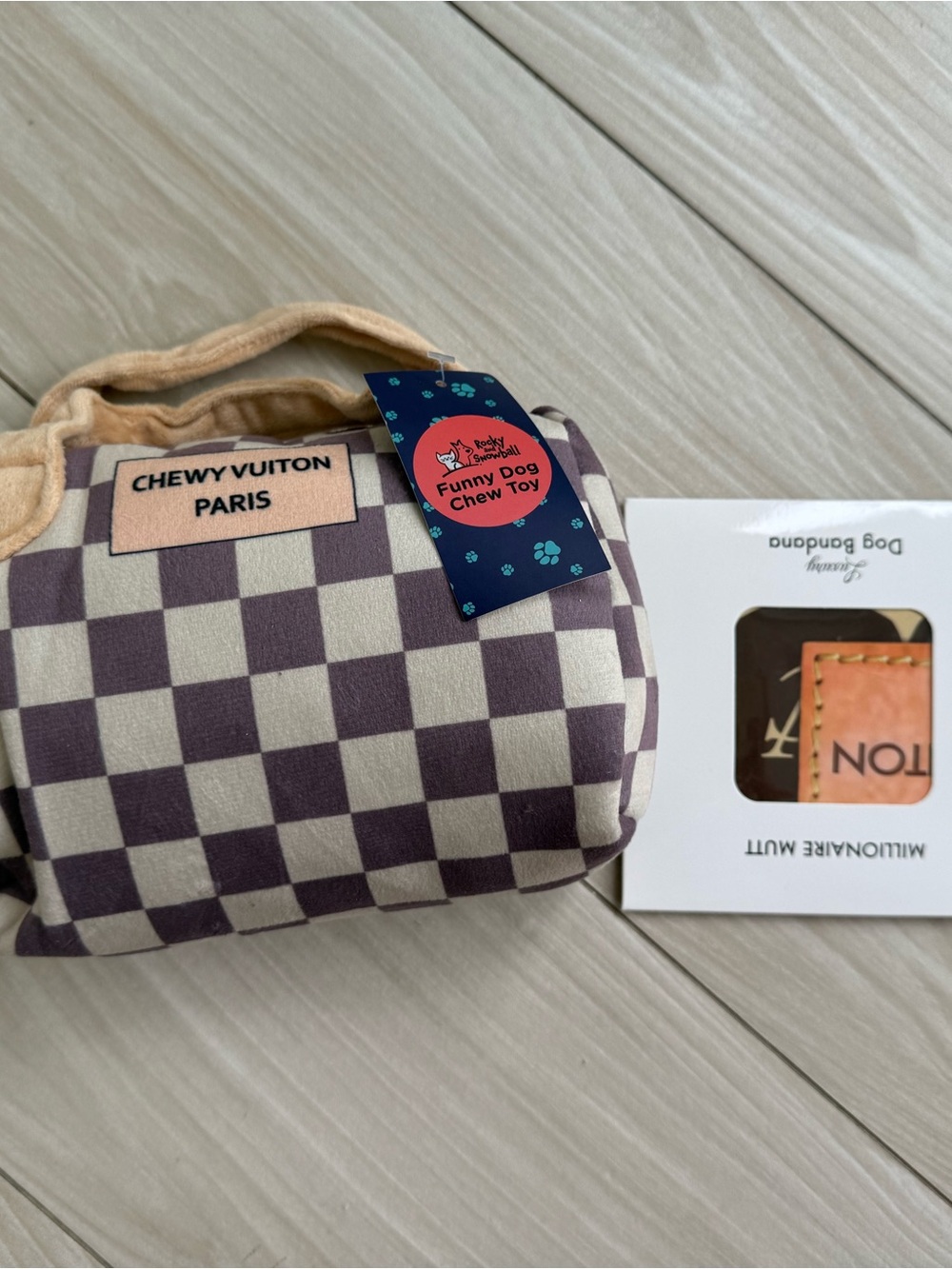 Chewy Vuitton Millionaire Mut Dog Toy Purse & Scarf